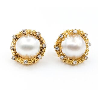Earrings .80ctw Round Diamonds 17.5mm Pearls 18ky/14k 25.5x23.5mm 223100080
