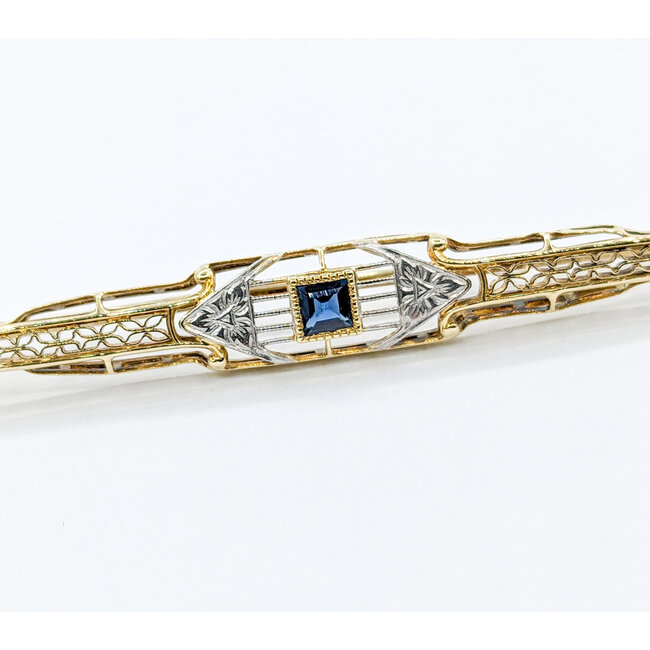 Brooch Antique 3mm Lab Sapphire 14ktt 60x6.8mm 223100090