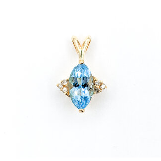 Pendant .06ctw Round Diamonds 2.0ct Topaz 14ky 20x12.5mm 223100011