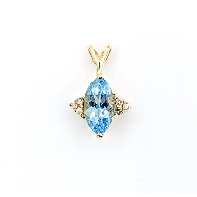 Pendant .06ctw Round Diamonds 2.0ct Topaz 14ky 20x12.5mm 223100011
