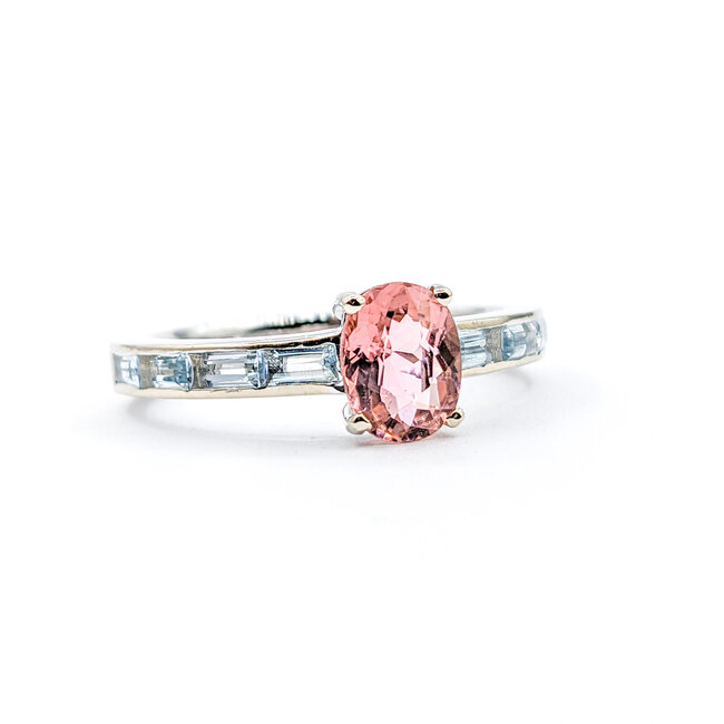Ring 1.4ct Pink Tourmaline .98ctw Aquamarines 14kw Sz9.5 223100094