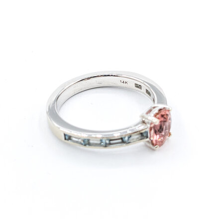 Ring 1.4ct Pink Tourmaline .98ctw Aquamarines 14kw Sz9.5 223100094