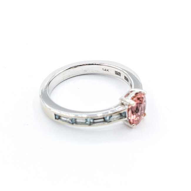 Ring 1.4ct Pink Tourmaline .98ctw Aquamarines 14kw Sz9.5 223100094