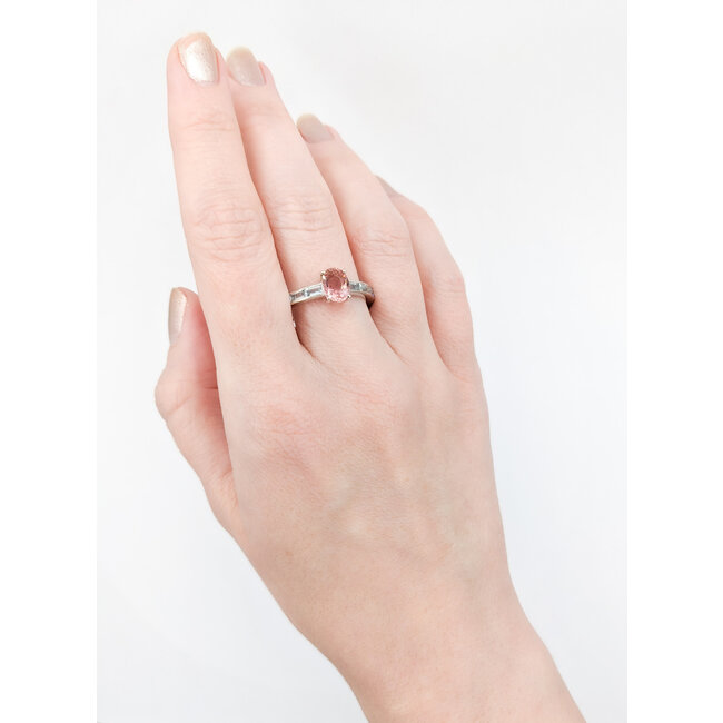 Ring 1.4ct Pink Tourmaline .98ctw Aquamarines 14kw Sz9.5 223100094