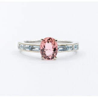 Ring 1.4ct Pink Tourmaline .98ctw Aquamarines 14kw Sz9.5 223100094