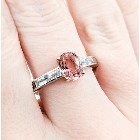 Ring 1.4ct Pink Tourmaline .98ctw Aquamarines 14kw Sz9.5 223100094