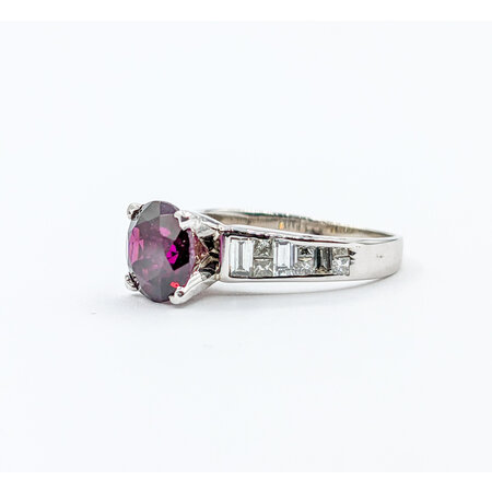 Ring 1.00ctw 2.34ct Purple Garnet Diamonds 18kw Sz7 123040031