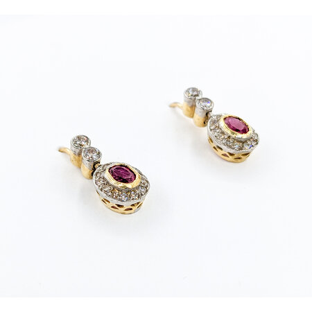 Earrings Dangle .25ctw Round Diamonds .50ctw Rubies 18ky 15x7mm 223090028