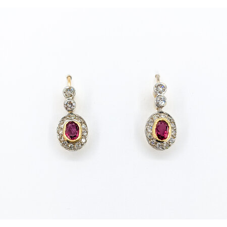 Earrings Dangle .25ctw Round Diamonds .50ctw Rubies 18ky 15x7mm 223090028