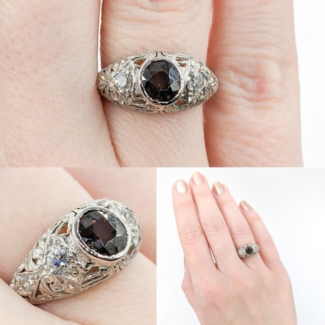 Ring Antique .30ctw Old Euro Diamonds 1.20ct Alexandrite 950pt Sz6 123060144