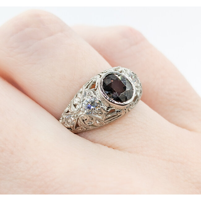Ring Antique .30ctw Old Euro Diamonds 1.20ct Alexandrite 950pt Sz6 123060144
