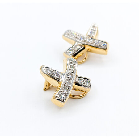 Earrings Clip "X" .50ctw Round Diamonds 14ky 19x18mm 223100105