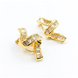  Earrings Clip Ribbon 1.0ctw Baguette Diamonds 14ky 23x14.5mm 223100106