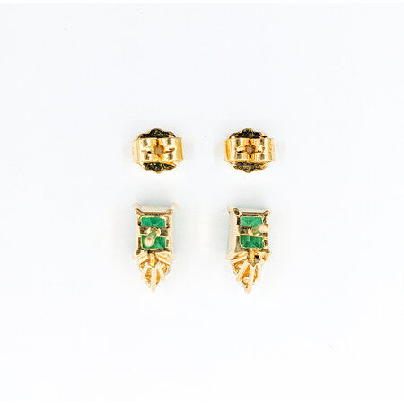 Earrings .12ctw Diamonds 1.59ctw Colombian Emeralds 18ky 11x6mm 223080052
