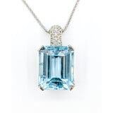  Necklace 26.76ct GIA Aquamarine 14kw  16-24" Adjustable  223100082