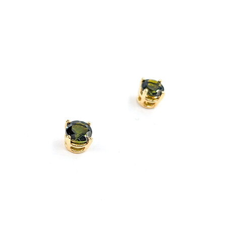 Earrings 1.0ctw Green Tourmaline 14ky 5mm 223100088
