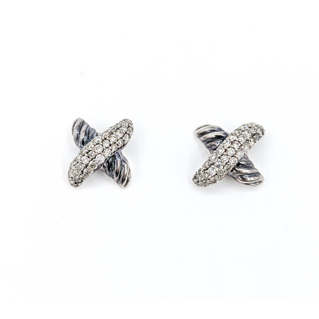 Earrings David Yurman X .25ctw Round Diamonds SS 8.4x7.8mm 223100127