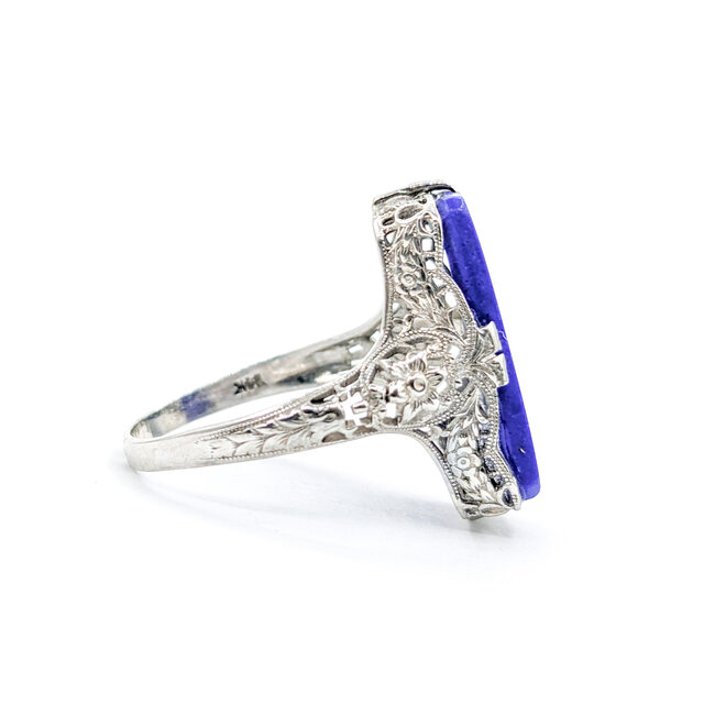 Ring Vintage 19.5x9mm Lapis 14kw Sz8 223100134