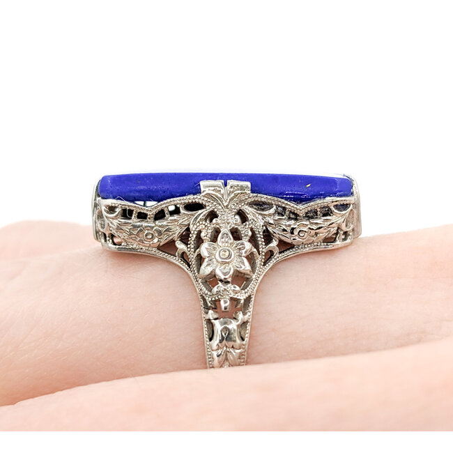 Ring Vintage 19.5x9mm Lapis 14kw Sz8 223100134