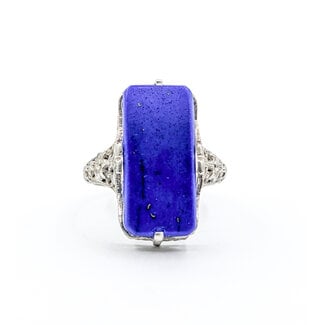 Ring Vintage 19.5x9mm Lapis 14kw Sz8 223100134