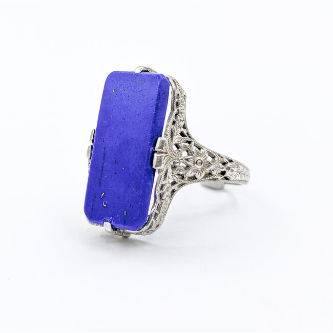 Ring Vintage 19.5x9mm Lapis 14kw Sz8 223100134