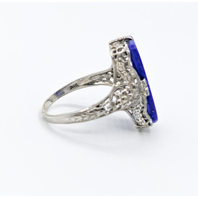Ring Vintage 19.5x9mm Lapis 14kw Sz8 223100134
