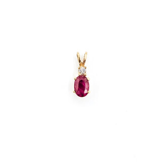 Pendant .03ct Round Diamond 6x4mm(.60ct) Ruby 10ky 13x5mm 223100144