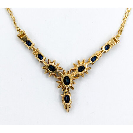 Necklace .33ctw Round Diamonds 3.5ctw Sapphires 14ky 18" 223100157
