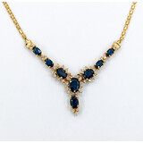  Necklace .33ctw Round Diamonds 3.5ctw Sapphires 14ky 18" 223100157