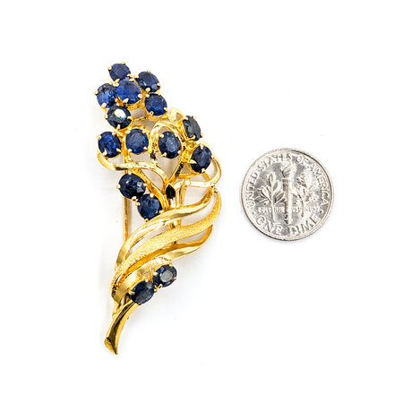 Brooch Floral 7.0ctw Oval Sapphires 18ky 55x24mm 223100138