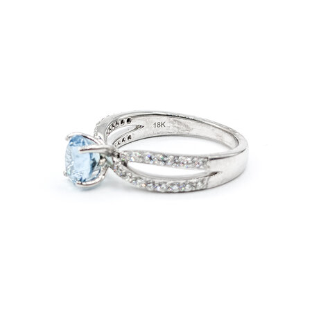 Ring .40ctw Diamonds .85ct Aquamarine 18kw Sz6.5 123040029