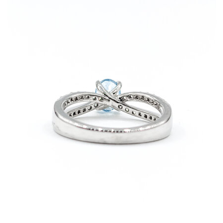 Ring .40ctw Diamonds .85ct Aquamarine 18kw Sz6.5 123040029