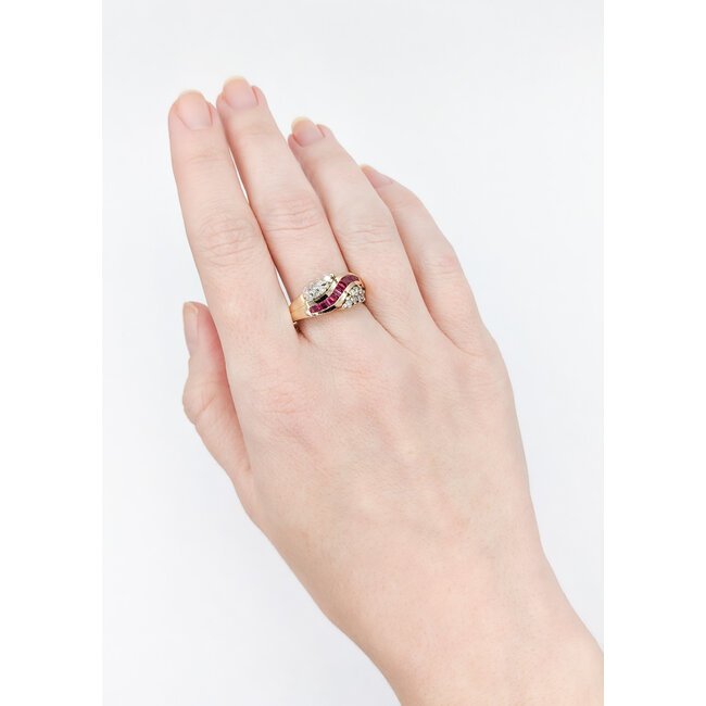 Ring .25ctw Round Diamonds Lab Rubies 14ky Sz9 223100152