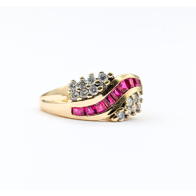 Ring .25ctw Round Diamonds Lab Rubies 14ky Sz9 223100152