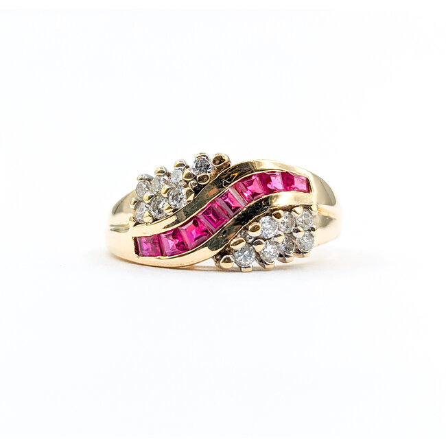 Ring .25ctw Round Diamonds Lab Rubies 14ky Sz9 223100152