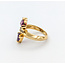 Ring .10ctw Round Diamonds 6mm Trillion Amethyst/Garnet 14ky Sz7 223040053