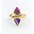 Ring .10ctw Round Diamonds 6mm Trillion Amethyst/Garnet 14ky Sz7 223040053