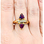 Ring .10ctw Round Diamonds 6mm Trillion Amethyst/Garnet 14ky Sz7 223040053