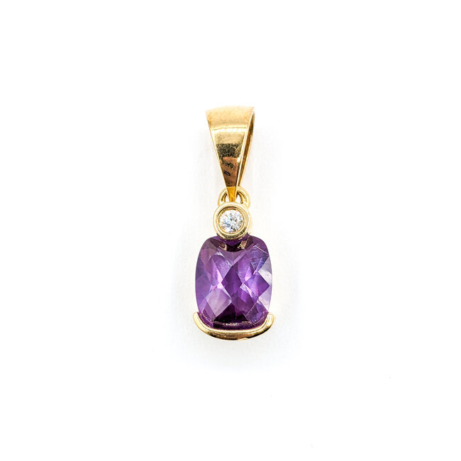 Pendant Purple Stone Dia Ac 14ky 218100027