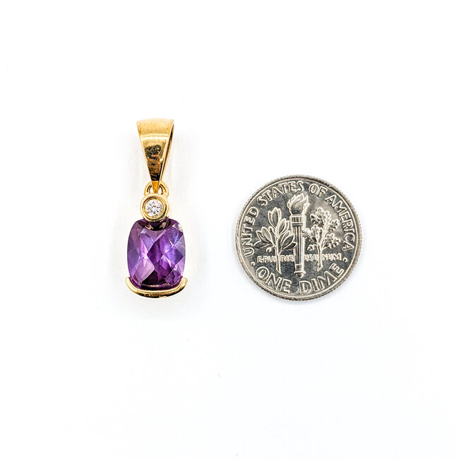 Pendant Purple Stone Dia Ac 14ky 218100027