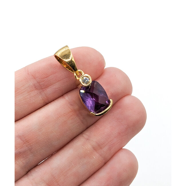 Pendant Purple Stone Dia Ac 14ky 218100027