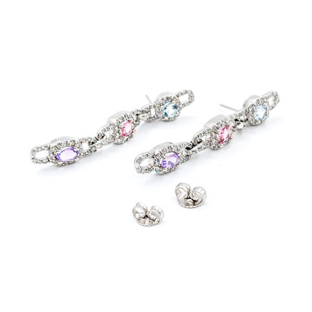 Earrings 1.55ctw Diamond Diamond 1.5ctw Aquamarine & Pink Tourmaline & Amethyst 14kw 620070015