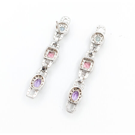 Earrings 1.55ctw Diamond Diamond 1.5ctw Aquamarine & Pink Tourmaline & Amethyst 14kw 620070015