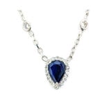  Necklace .59ctw Round Diamonds 1.30ct Sapphire 14kw 18" 223030019