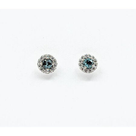Earrings Stud .10ctw Diamonds .23ctw Brazilian Alexandrite 14kw 5.75mm 123110032