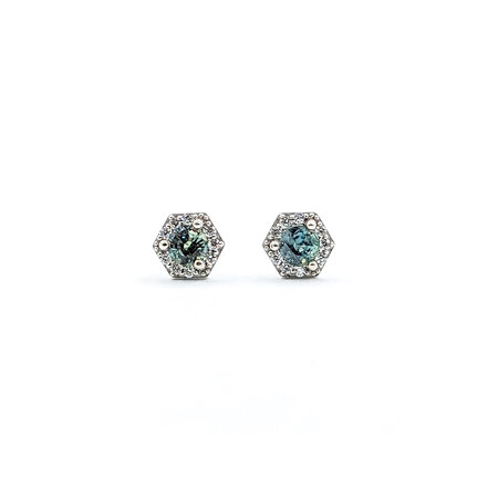 Earrings Stud .05ctw Diamonds .3ctw Brazilian Alexandrite 14kw 5.5x5mm 123110036