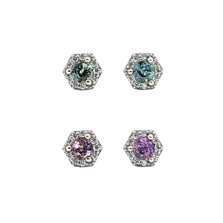 Earrings Stud .05ctw Diamonds .3ctw Brazilian Alexandrite 14kw 5.5x5mm 123110036