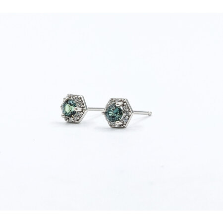 Earrings Stud .05ctw Diamonds .3ctw Brazilian Alexandrite 14kw 5.5x5mm 123110036