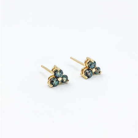 Earrings Stud 3-Stone .48ctw Brazilian Alexandrite 14kw 5.6x5mm 123110040