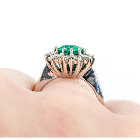 Ring Vintage .72ctw Round Diamonds 1.80ct Colombian Emerald 18kw Sz5.5 223110006